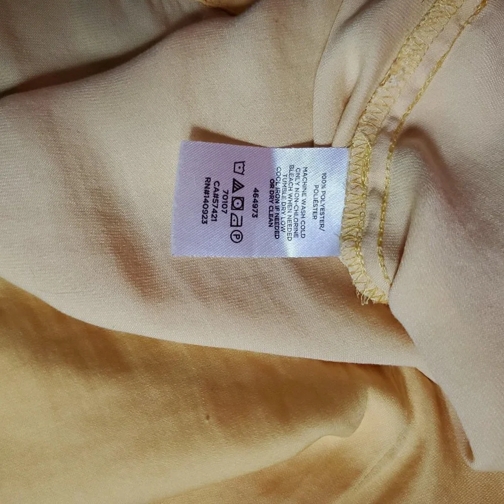 🚨037 LOFT Ruffle Tie Neck Peasant Yellow Top